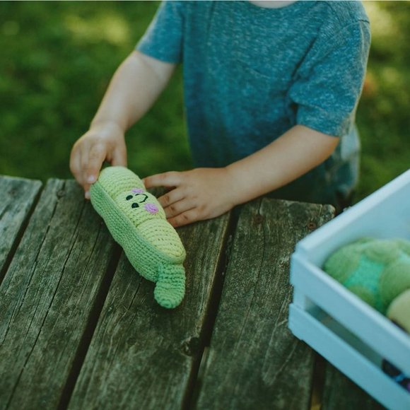 (3/$25) Hand Crocheted Friendly Peas in a Pod Rattle for Babies Organic Cotton - Picture 2 of 2